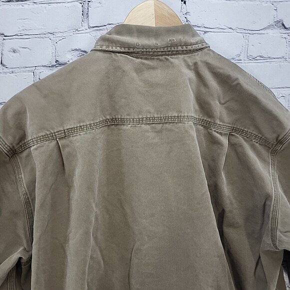 Carhartt Shacket Workwear Shirt Mens L Tan Brown 509MRH Distressed Flaw - Picture 16 of 16